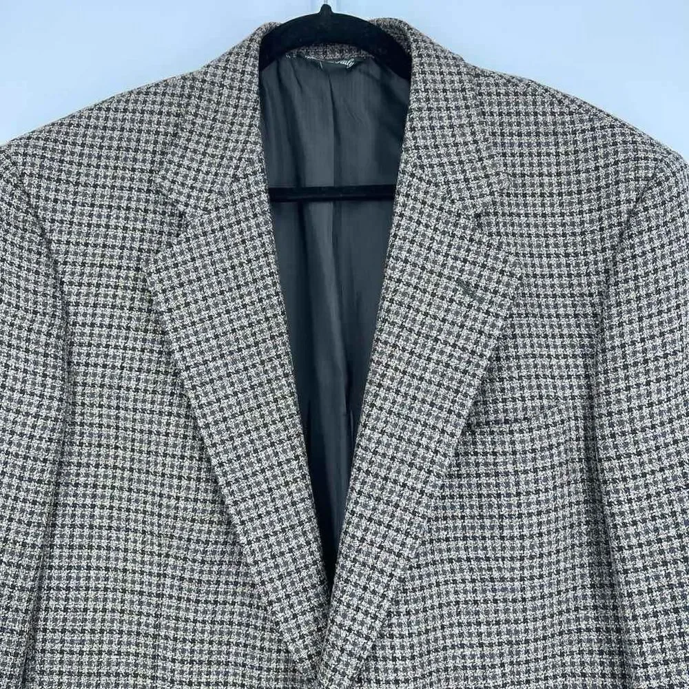 Vintage Vito Rufolo Silk Wool Sport Coat Blazer size 43E brown herringbone plaid